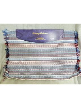 NWT 4 TOMMY BAHAMA Americana PATRIOTIC Fringed PLACEMATS